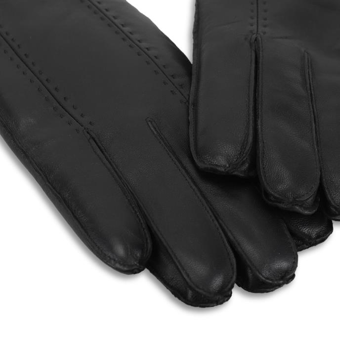 Isotoner® Mens Leather Glove With Stitch Detail Black Extra Image 3